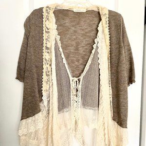 Japan Cawaii Lace Knit Short-Sleeve Cardigan Jacket